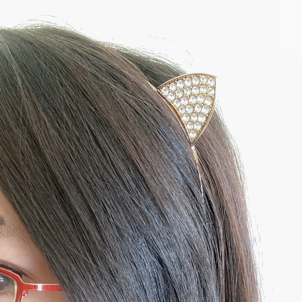 New cat ears silver rhinestone headband - Picture 2 of 6